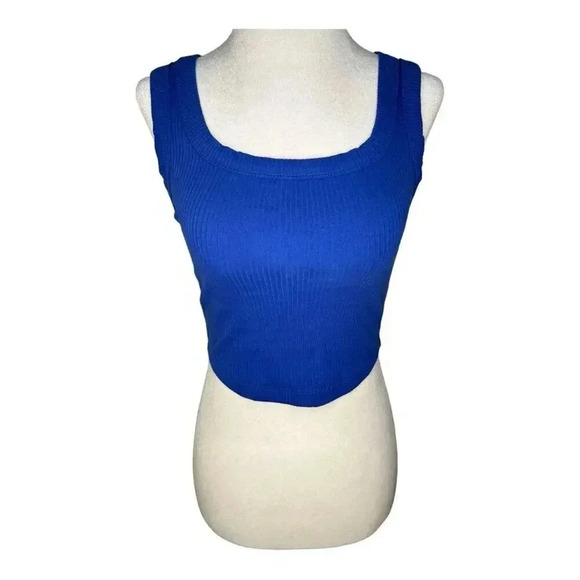 NEW Madewell Women’s XS‎ Pure Blue The Tailored Crop Tank in Sleekhold NWT - Picture 1 of 7